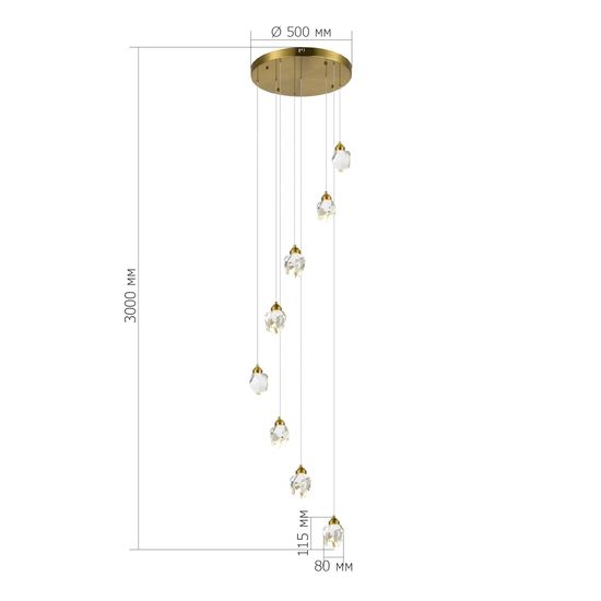 SL6114.203.08 Светильник подвесной ST-Luce Золотистый/Прозрачный LED 8*3W 3000K CASCATO