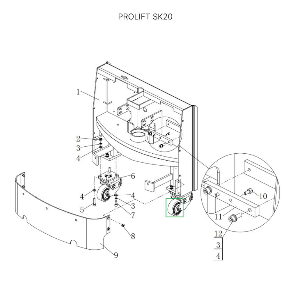Опорное колесо для тележек SK20