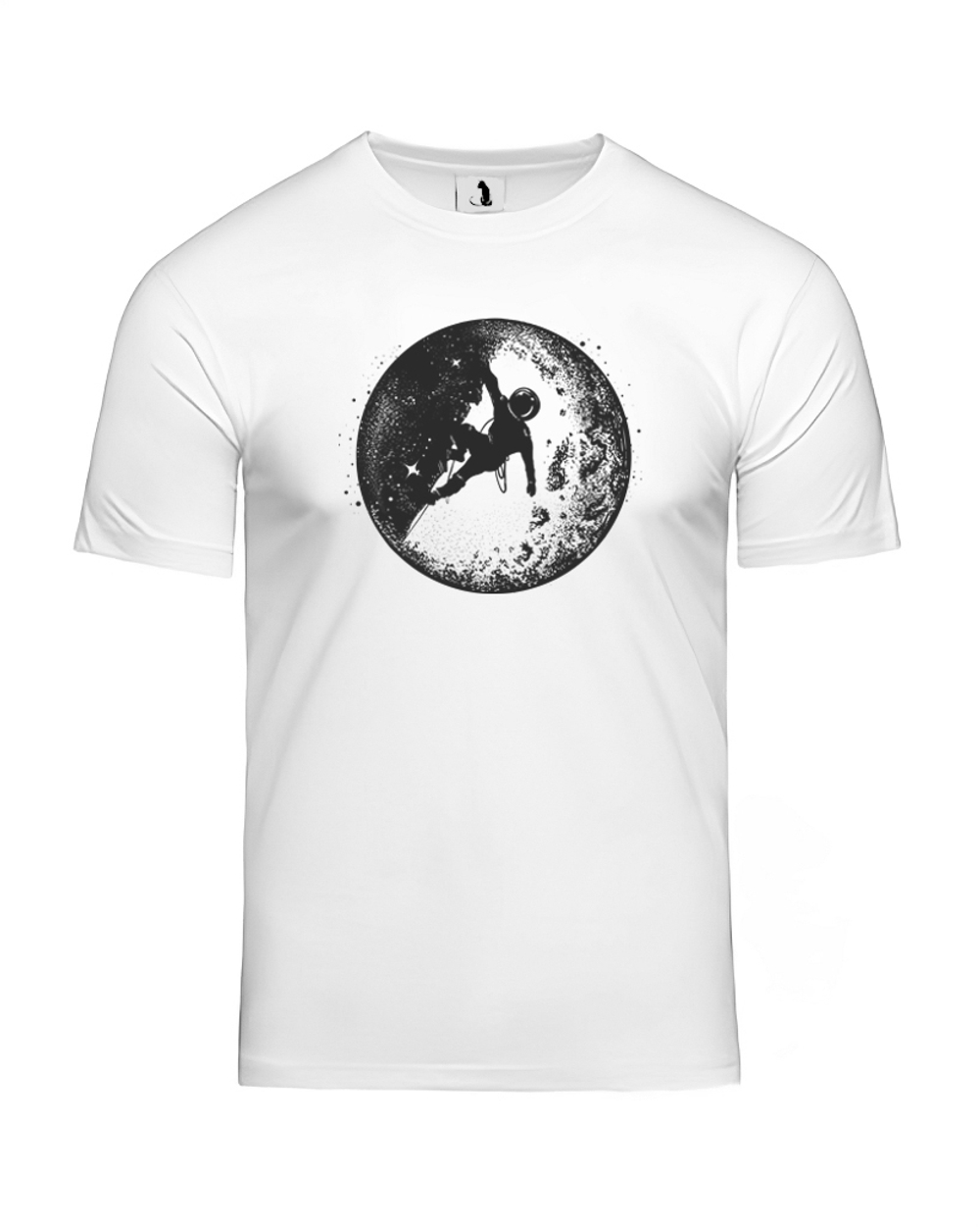 Футболка Космонавт на Луне unisex белая с черным рисунком