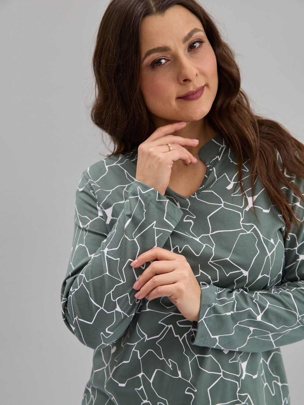 Блузка БЛк-073/полынь-абстракциямолоко