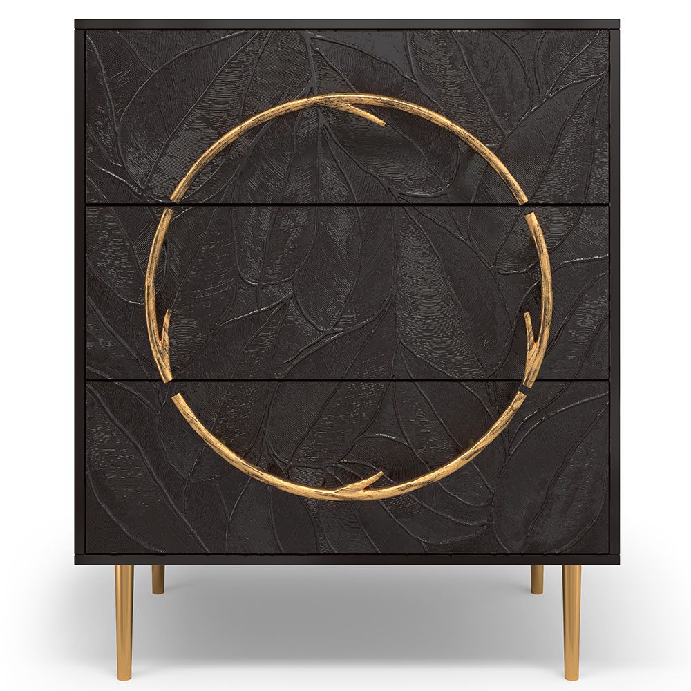 Комод Арт Колор leaves Стайл Голд с 3 ящиками голд Терпкий коричневый