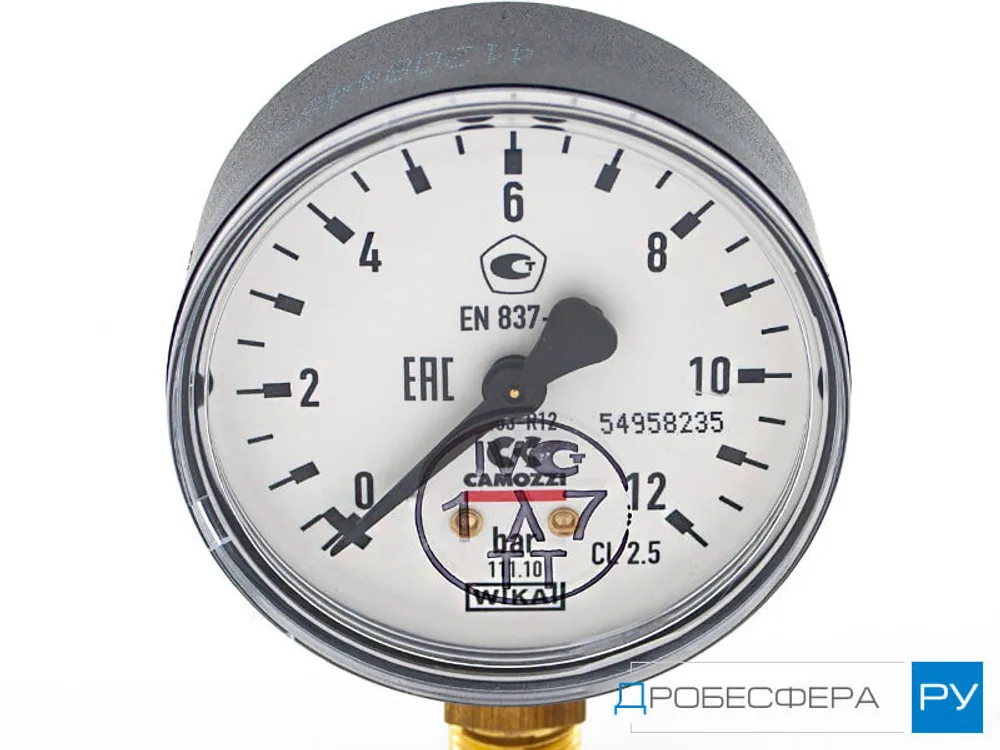 Манометр для компрессора 2,5 бар (0,25 МПа) радиальный R 1/4" диаметр 62 мм арт. M063-R02,5