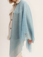 Оренбургский пуховый платок-паутинка А140-04 голубой