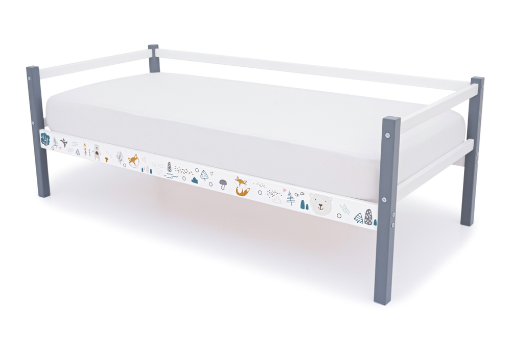 Детская кровать тахта Бельмарко Svogen графит-белый мишки