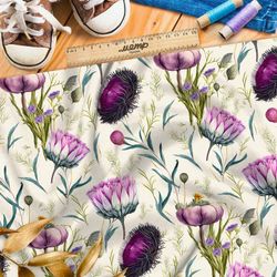 Ткань шелк Армани репейник в цветах