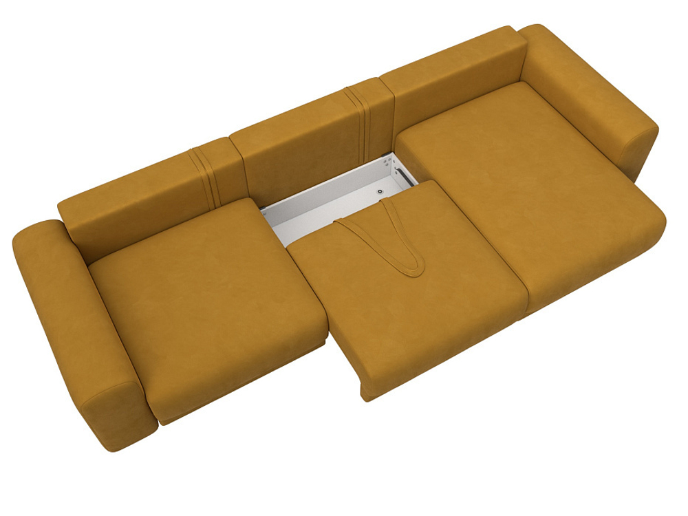 Диван угловой Лига-056 НПБ Лонг угол универсальный ВЕЛЮР BRUT 10 желтый