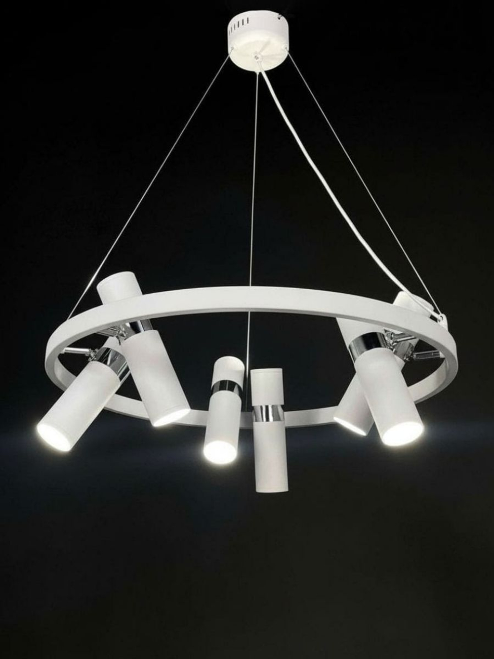 Люстра подвесная светодиодная Lanbos, 12 ламп GU10, до 20 кв м, белая