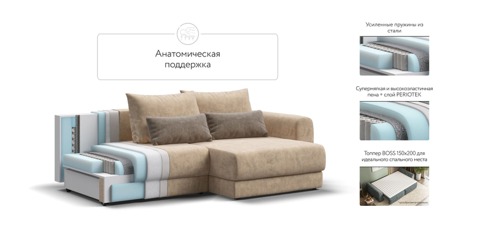 Модульный угловой диван РИЧМОНД MODOOL Велюр Royal шампань