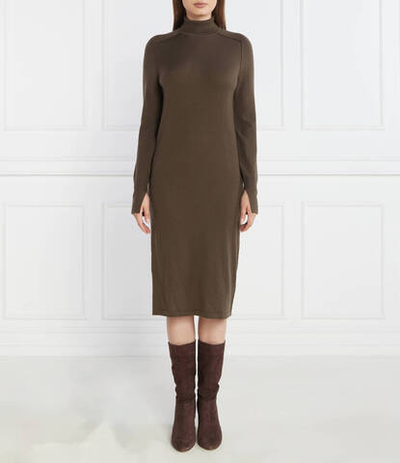 Хлопковое платье EXTRA FINE HIGH-NK Calvin Klein - коричневый(K20K205992)