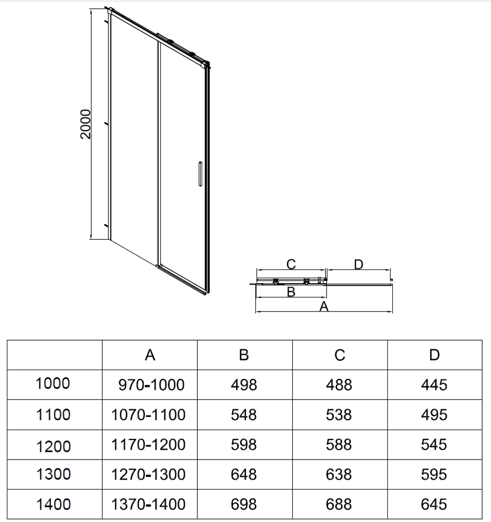 Душевая дверь Soft 2 VDS-3SO2130CL, 1300, хром, стекло прозрачное