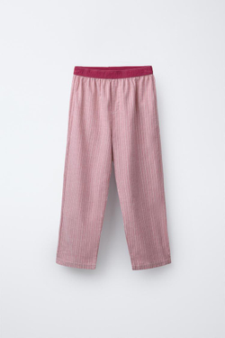 ZARA ПИЖАМА В ПОЛОСКУ С НАШИВКОЙ, ЦВЕТ БУРГУНДСКОГО ВИНА