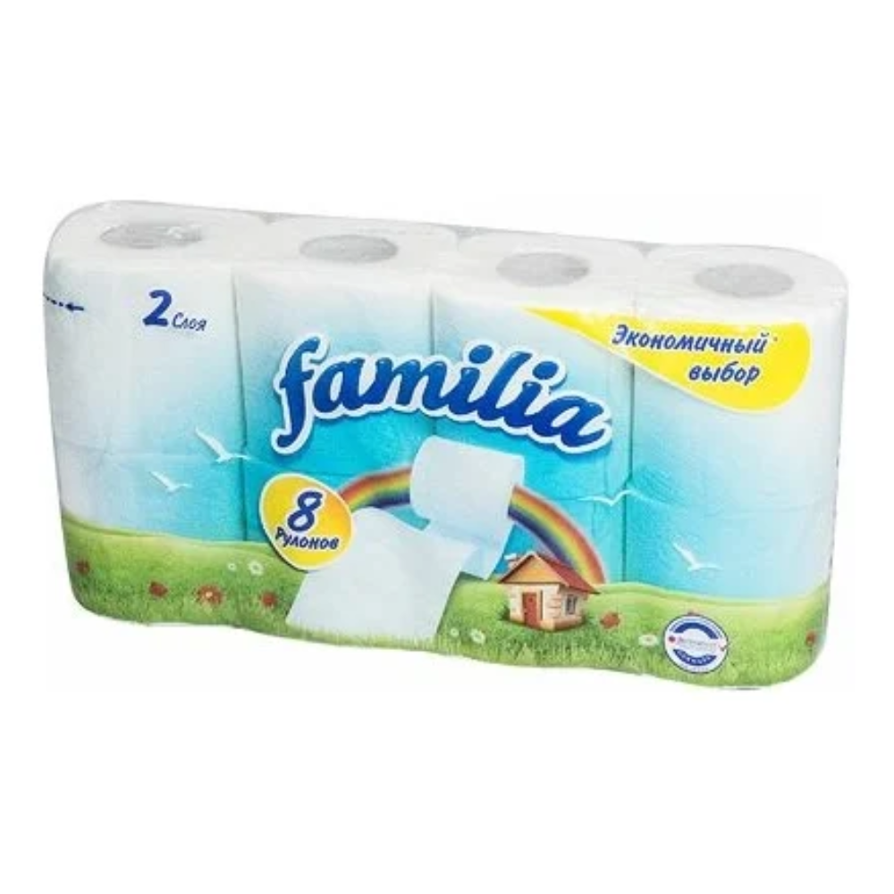 Туалетная бумага White Familia Rainbow 2 слоя 8 рулонов