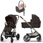 Коляска Cybex Balios S Lux TPE complete Cloud T Peach Pink Plus Base T 4 в 1 Chocolate Brown с дождевиками
