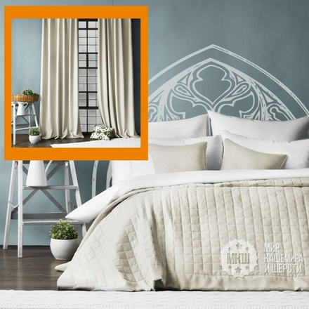 Комплект штор и покрывала под лен КАННИ (арт. BL10-275-02) - бежевый