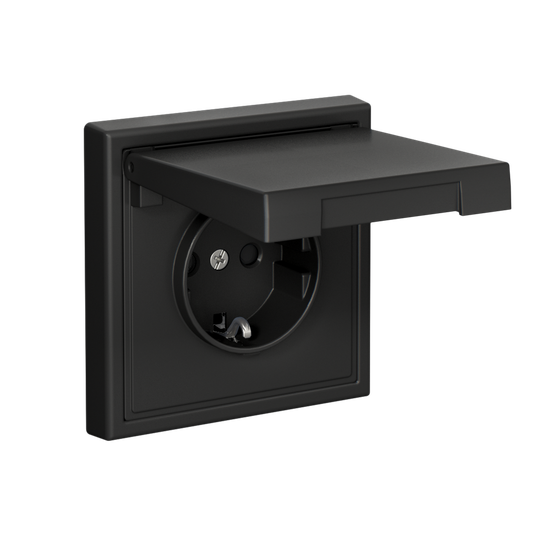 Розетка ArtGallery 16А IP20 с заземл. со шторками с крышкой быстрозажим. клем. механизм базальт SE GAL001446S