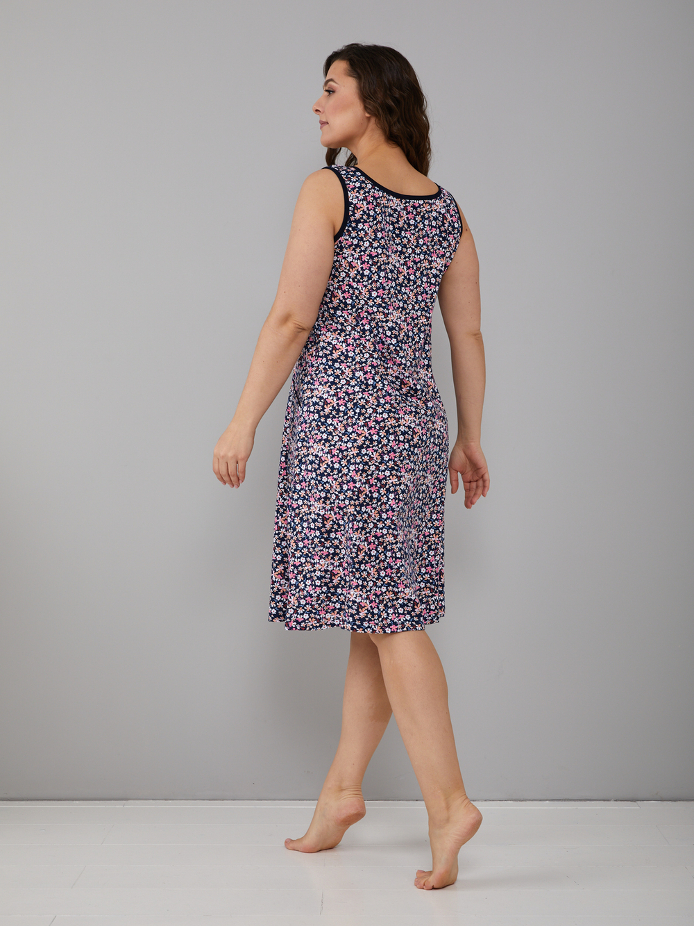 Платье П-012/темносиняя-полянка