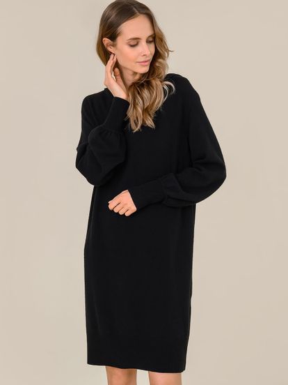 Женское платье черного цвета из шерсти и кашемира - фото 3