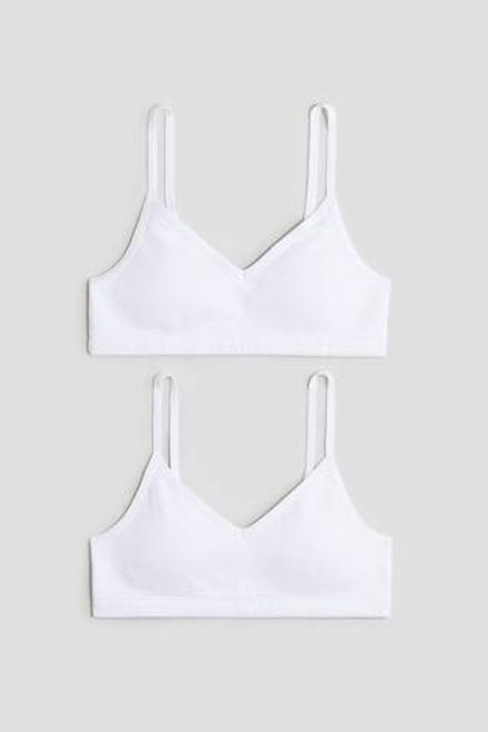 H&M Набор из двух укороченных топов с подкладкой, белый
