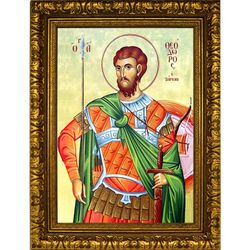 Феодор Тирон Святой славный мученик Христов. Икона на холсте.
