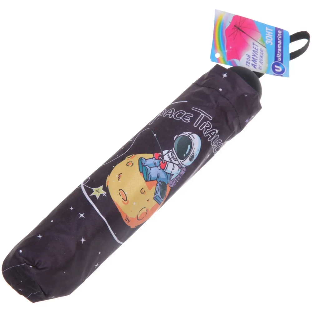 Зонт механический ветроустойчивый, матовая ручка «BESTzontik - Kosmos», микс 4 дизайна, длина 25см, d-110см