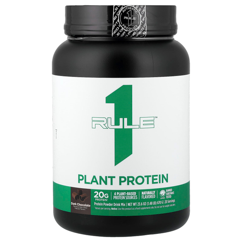 Rule One Proteins, растительный протеин, со вкусом темного шоколада, 670 г (1,48 фунта)