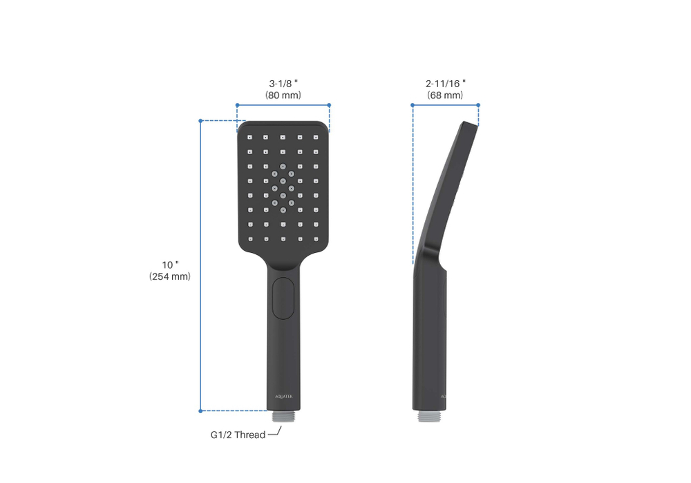 Ручной душ Select 80 3 jet AQUATEK, матовый черный AQ2005MB ЛИРА