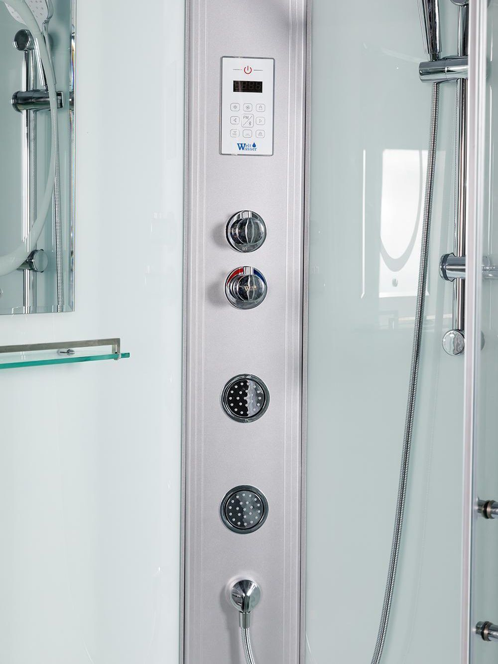 Душевая кабина WeltWasser  WW500 HALLE 1204 L 120х90 см,  прозрачное стекло, поддон низкий, крыша, гидромассаж, левосторонняя