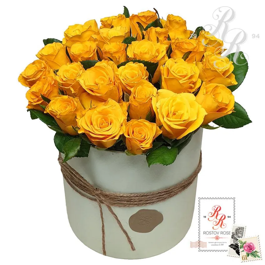 25 Желтых роз в коробке