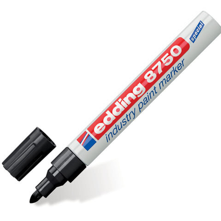 Маркер-краска лаковый (paint marker) EDDING 8750, ЧЕРНЫЙ, 2-4 мм, круглый наконечник, алюминиевый корпус.