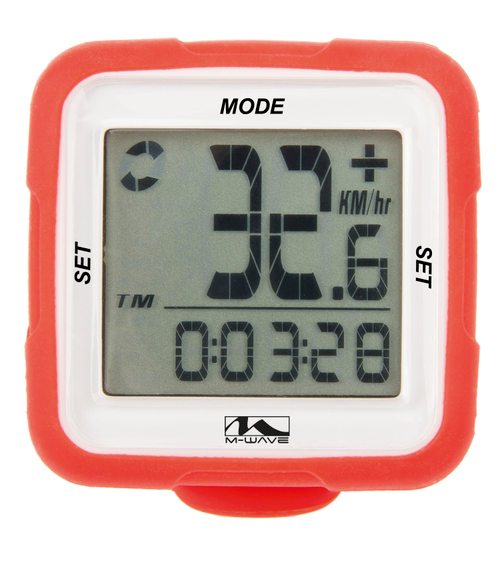 Велокомпьютер 14ф-ций беспровод. цифр. темпер. СИЛИКОН. СМЕННЫЙ КОРПУС КРАСНЫЙ M-WAVE