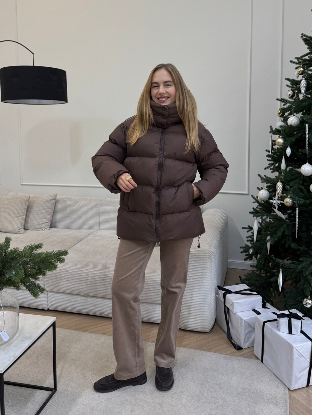 Пуховик Рокет миди шоколад