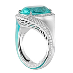 Кольцо с Турмалином Параиба и Бриллиантами, Эмаль, R0143-09/3