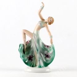 Модерн танцовщица. Статуэтка.  Венна.Goldscheider vienna. 1928 г. Высота: 24 см. Бисквит. Роспись.