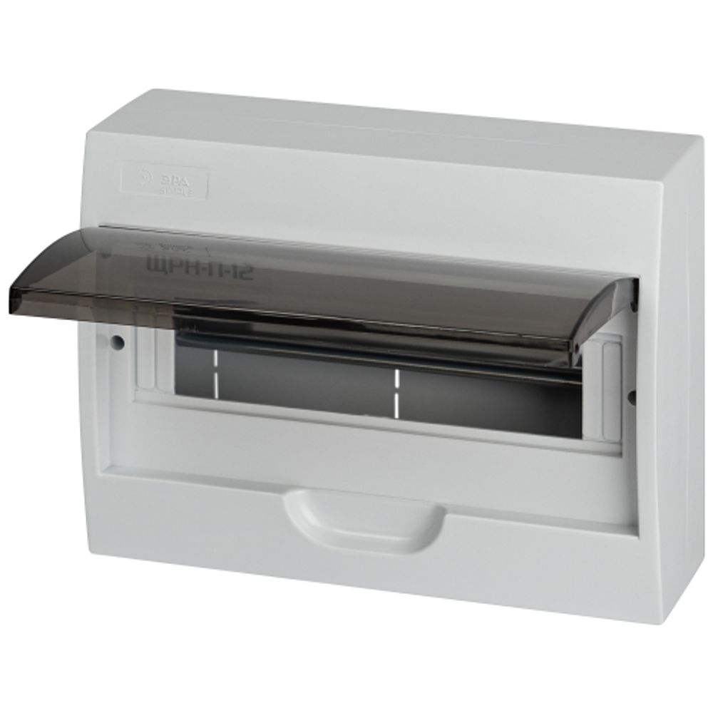 Корпус пластиковый навесной ЭРА SIMPLE ЩРН-П-12 IP41 без шин прозрачная крышка белый