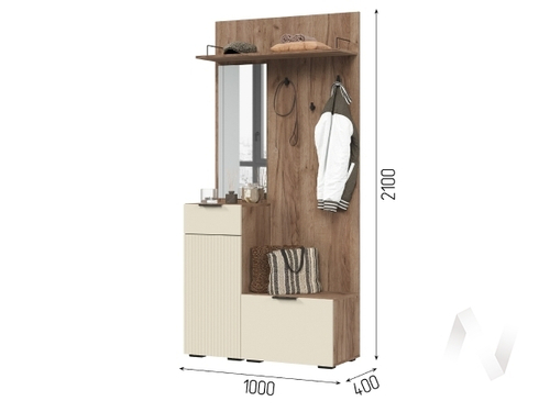 Прихожая Соната ПР 01 (дуб крафт табачный/кашемир)