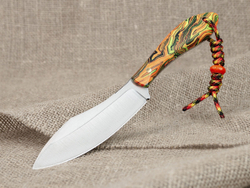 Нож для бушкрафта "Канадец XL", сталь VG-10/Elmax, рукоять микарта (салатово-оранжевая)