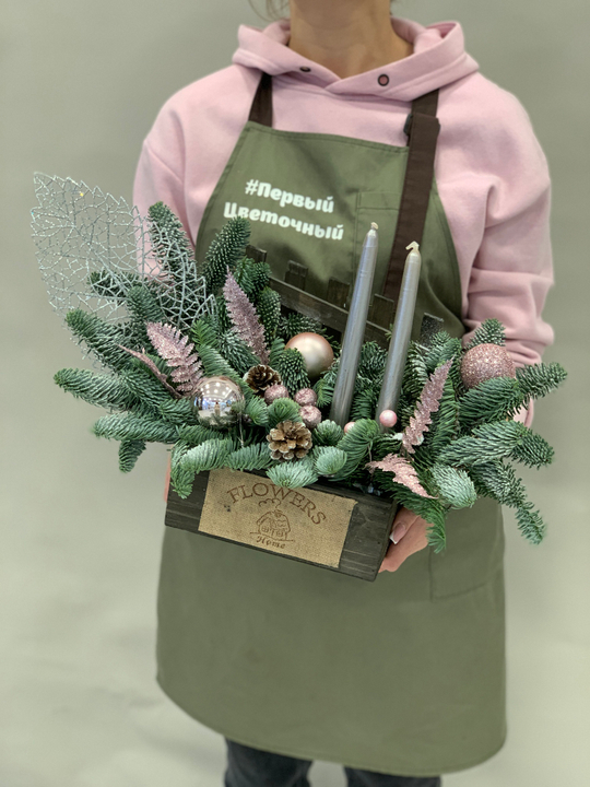 Композиция в ящике Зимняя сказка (пудра)