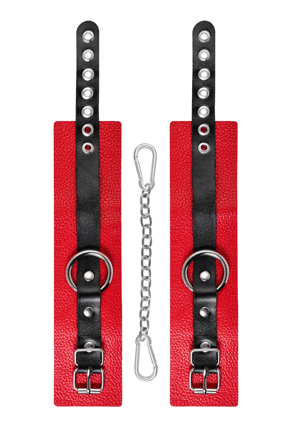 Красно-черные мягкие оковы с одним ремешком и люверсами