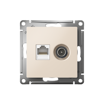 Розетка компьютерная + телевизионная 2-м СП AtlasDesign RJ45 кат.5E + TV механизм беж. SE ATN000289