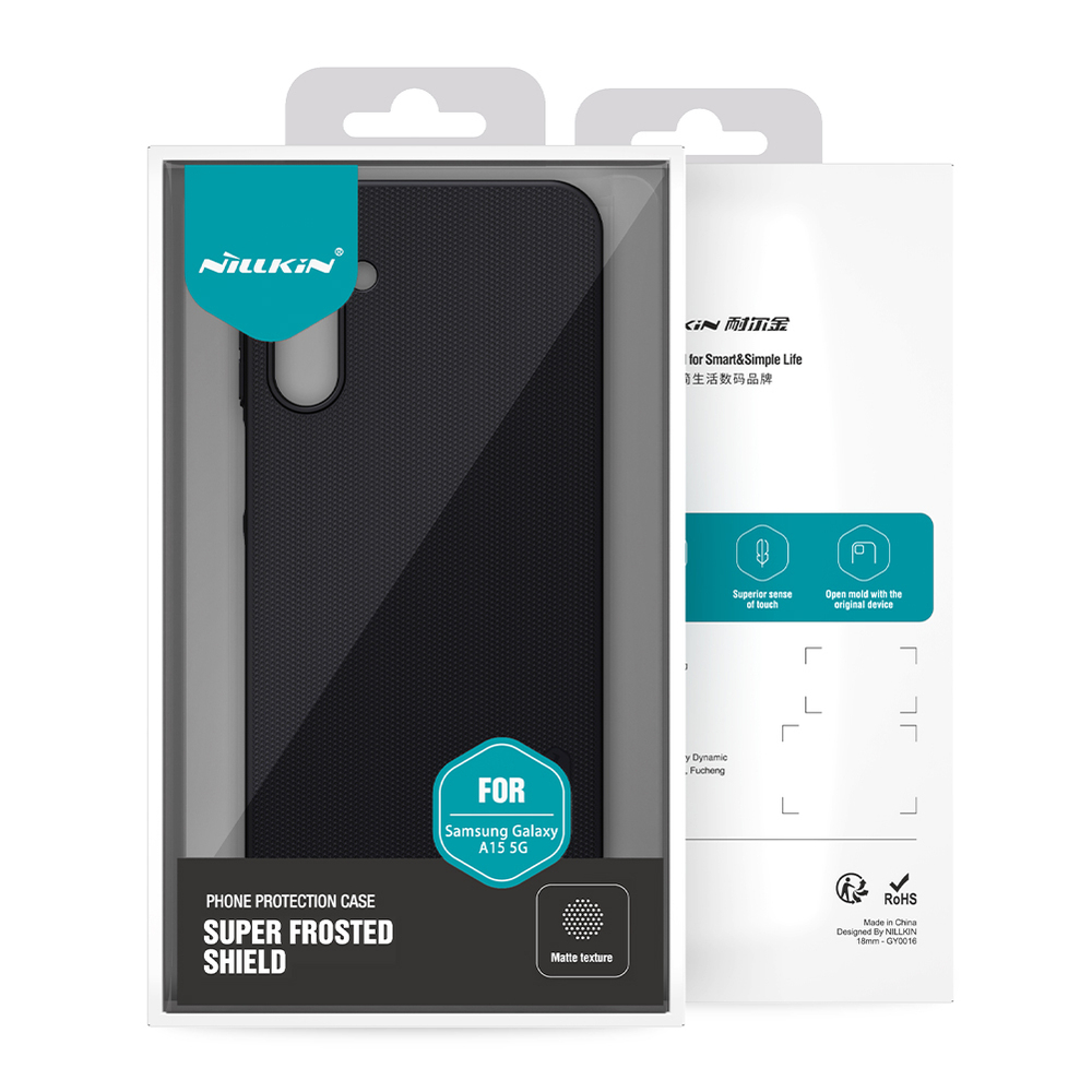 Тонкий жесткий чехол от Nillkin для смартфона Samsung Galaxy A15 4G и 5G, серия Super Frosted Shield