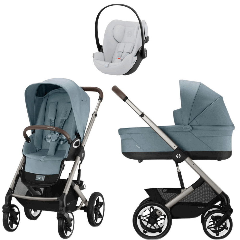 Коляска Cybex Talos S Lux TPE complete Cloud G Fog Grey 3 в 1 Stormy Blue с дождевиками
