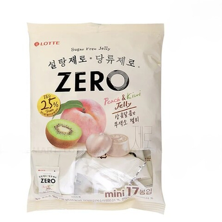 Мармелад жевательный без сахара ZERO Fruit Jelly со вкусом персика и киви (Лотте ЮКорея), 238г