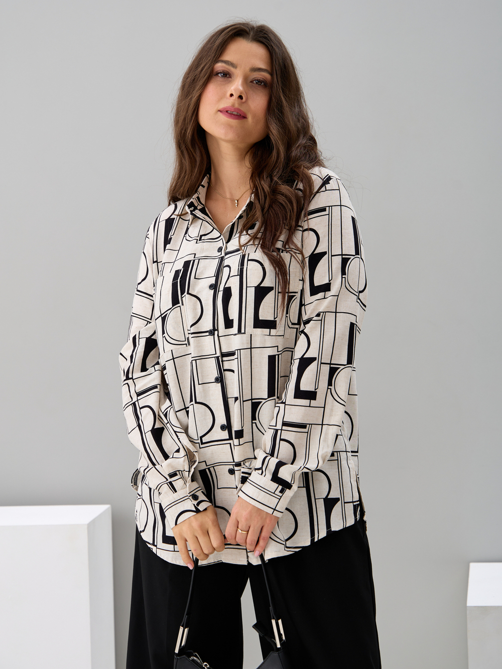 Рубашка Ртс-058/бежабстракция