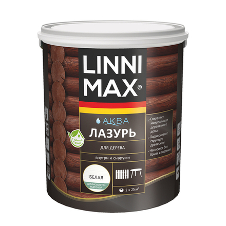 Защитная лазурь для дерева Linnimax Аква, 2,5 л, белая