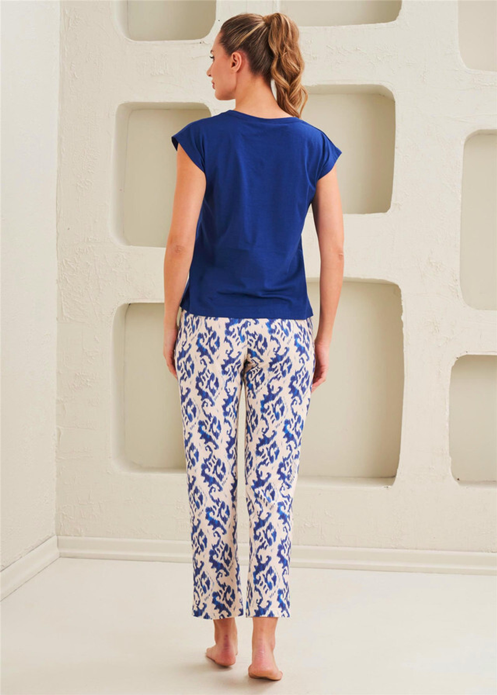 Женская Пижама 2-х предметная - Современный стиль, спортивный дух, комфорт - Сакс-голубой - 10811