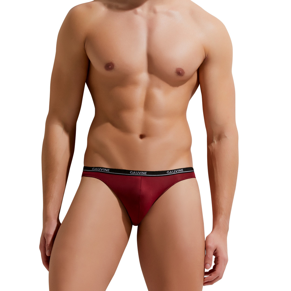 Мужские трусы слипы с низкой посадкой бордовые GAUVINE 2011