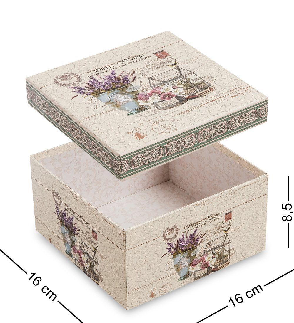 WG-103/2-A Коробка подарочная «Квадрат» цв.беж./зел.с орнаментом