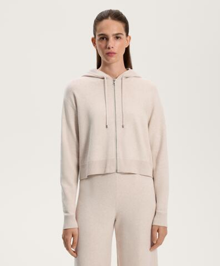 Oysho Вязаная куртка с капюшоном, каменный