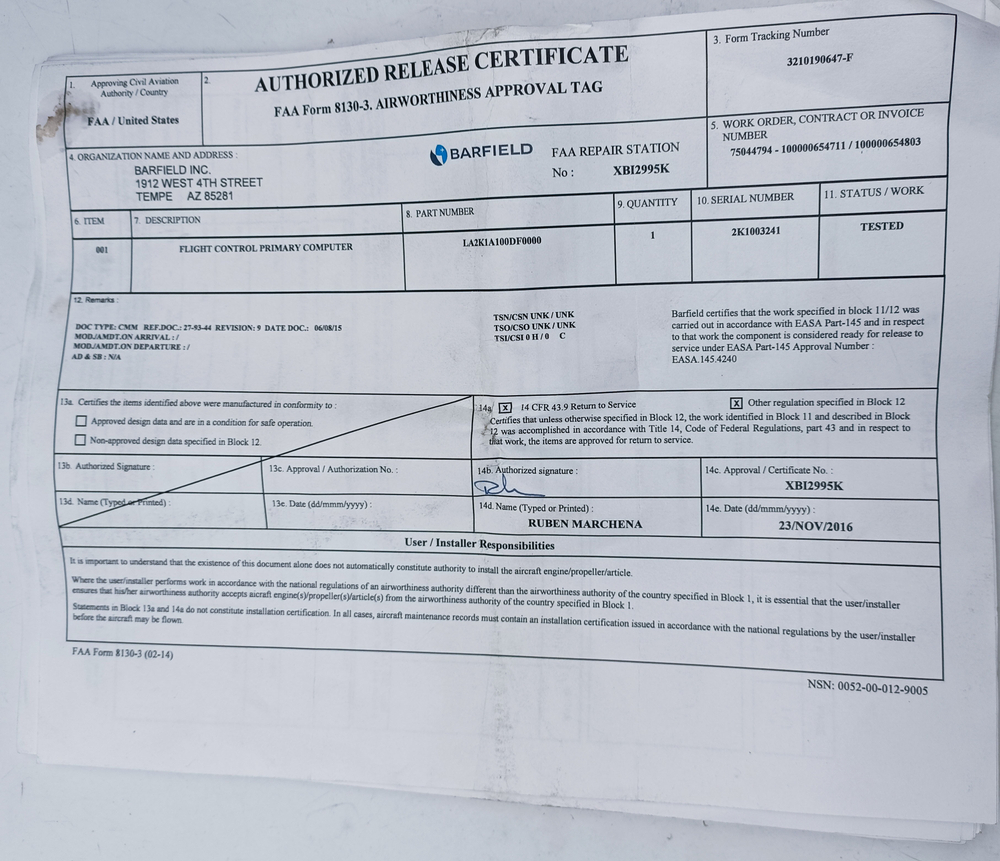 Компьютер управления полетом LA2K1A100DF0000