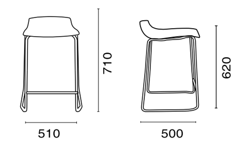 Табурет пластиковый полубарный Papatya X-Treme Sled Pro, черный, тортора